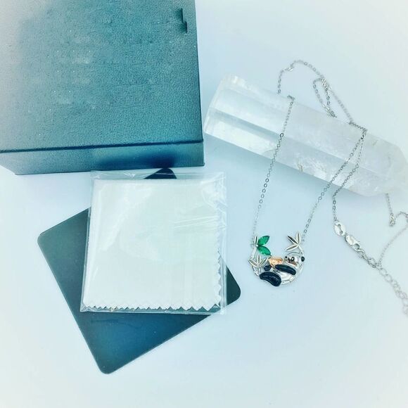 Panda Bear Sterling Silver CZ Necklace - Picture 2 of 4